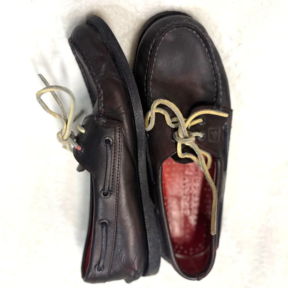 Sperry 8.5 M‎ Boat Shoes Dark Burgundy Leather Authentic Original Loafers Unisex